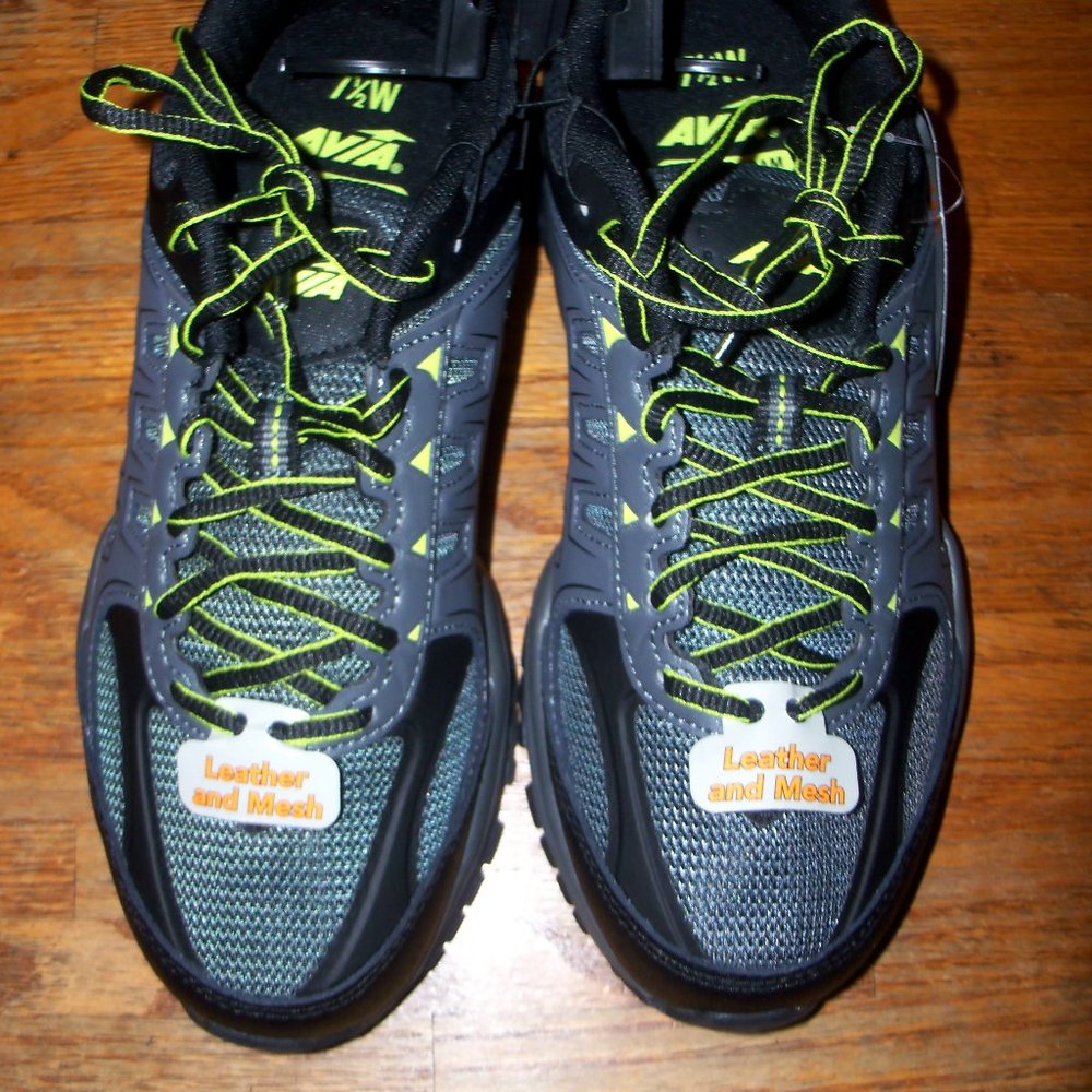 Mens Size 7.5W Grey Black Leather Mesh Sneakers